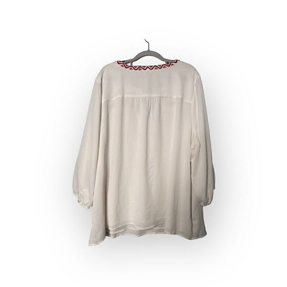 B Skies are blue white polyester long sleeve tunic with embroidery women’s size - Picture 9 of 10